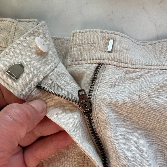 Lafayette 148 Cream Linen Skirt Midi with Front Slit / 8 - Picture 8 of 11